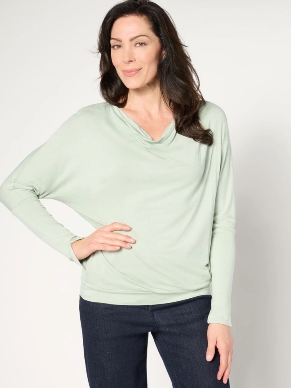 Me by Jennie Garth Charlie Cowl Neck Top Women’s Size XL Soft Green NWT QVC